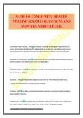 NURS 440 COMMUNITY HEALTH NURSING &lpar;EXAM 1&rpar; QUESTIONS AND ANSWERS&period; VERIFIED 2026&period;