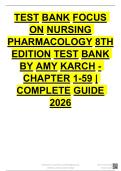 TEST BANK FOCUS  ON NURSING  PHARMACOLOGY 8TH  EDITION TEST BANK  BY AMY KARCH -  CHAPTER 1-59 &vert;  COMPLETE GUIDE  2026 