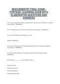 Biochemistry Final Exam&comma; Portage Learning &ndash; Complete Exam Material with Elaborated Questions and Answers