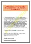 NURSING 101 &lpar;INTRO TO NURSING&rpar; EXAM QUESTIONS AND ANSWERS&period; VERIFIED 2026&period;