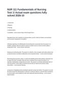 NUR 111 Fundamentals of Nursing Test 1&excl; Actual exam questions fully solved 2026-10