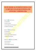 PLTW MEDICAL INTERVENTIONS UNIT 2&period;2 REVIEW EXAM QUESTIONS AND ANSWERS&period; VERIFIED 2026&period;