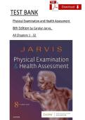 TEST BANK For Physical Examination and Health Assessment 8th Edition&comma; by Carolyn Jarvis&comma; Verified Chapters 1 - 32&comma; Complete Newest Version