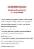 Florida 240 Practice Exam Questions with Correct Answers Pass the Exam&comma; 100&percnt; Verified &lpar;2026 &sol; 2027&rpar; Graded A&plus;