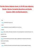 Florida 6-20 All Lines Adjuster Exam Questions with Correct Answers Pass the Exam&comma; 100&percnt; Verified &lpar;2026 &sol; 2027&rpar; Graded A&plus;