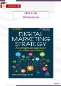 Test Bank &ndash; Digital Marketing Strategy &lpar;3rd Edition&rpar; By Simon Kingsnorth &vert; All Chapters Covered &vert; Rated A&plus; &vert; Latest Edition
