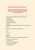 Indiana Water Treatment Operator Level I &ndash; Practice Exam Questions And Correct Answers &lpar;Verified Answers&rpar; Plus Rationales 2026 Q&A &vert; Instant Download Pdf