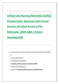 Critical Care Nursing &lpar;Neonatal&rpar; &lpar;CCN&lpar;C&rpar; Practice Exam Questions And Correct Answers &lpar;Verified Answers&rpar; Plus Rationales &vert;2026 Q&A &vert; Instant Download Pdf