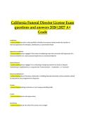 California Funeral Director License Exam &vert; Verified Questions and Correct Answers &vert; 2026&sol;2027 A&plus; Grade Edition