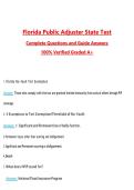 Florida Public Adjuster State Test Questions with Correct Answers Pass the Exam&comma; 100&percnt; Verified &lpar;2026 &sol; 2027&rpar; Graded A&plus;