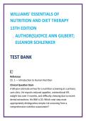 Williams Essentials of Nutrition and Diet Therapy 13th Ed Test Bank &vert; Nursing Nutrition MCQs &vert; Medical Nutrition Therapy Study Guide 2026