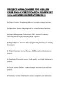 PROJECT MANAGEMENT FOR HEALTH CARE PMH-C CERTIFICATION REVIEW SET 2026 ANSWERS GUARANTEED PASS