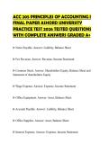 ACC 205 PRINCIPLES OF ACCOUNTING I FINAL PAPER ASHORD UNIVERSITY PRACTICE TEST 2026 TESTED QUESTIONS WITH COMPLETE ANSWERS GRADED A&plus;