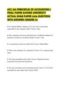 ACC 205 PRINCIPLES OF ACCOUNTING I FINAL PAPER ASHORD UNIVERSITY ACTUAL EXAM PAPER 2026 QUESTIONS WITH ANSWERS GRADED A&plus;