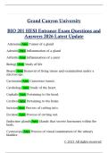 Grand Canyon University  BIO 201 HESI Entrance Exam Questions and  Answers 2026 Latest Update 