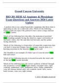 Grand Canyon University  BIO 201 HESI A2 Anatomy & Physiology  Exam Questions and Answers 2026 Latest  Update