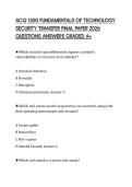 ACQ 1300 FUNDAMENTALS OF TECHNOLOGY SECURITY TRANSFER FINAL PAPER 2026 QUESTIONS ANSWERS GRADED A&plus;