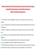 Kansas Board of Cosmetology License Renewal Questions with Correct Answers Pass the Exam&comma; 100&percnt; Verified &lpar;2026 &sol; 2027&rpar; Graded A&plus;