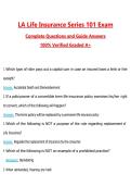 LA Life Insurance Series 101 Exam Questions with Correct Answers Pass the Exam&comma; 100&percnt; Verified &lpar;2026 &sol; 2027&rpar; Graded A&plus;