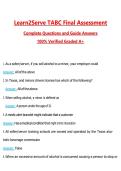 Learn2Serve TABC Final Assessment Questions with Correct Answers Pass the Exam&comma; 100&percnt; Verified &lpar;2026 &sol; 2027&rpar; Graded A&plus;