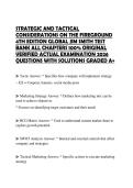 STRATEGIC AND TACTICAL CONSIDERATIONS ON THE FIREGROUND 4TH EDITION GLOBAL JIM SMITH TEST BANK ALL CHAPTERS 100&percnt; ORIGINAL VERIFIED ACTUAL EXAMINATION 2026 QUESTIONS WITH SOLUTIONS GRADED A&plus;