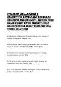 STRATEGIC MANAGEMENT A COMPETITIVE ADVANTAGE APPROACH CONCEPTS AND CASES 18TH EDITION FRED DAVID FOREST DAVID MEREDITH TEST BANK FINAL PAPER COMPLETE SOLUTIONS 2026 GRADED A&plus;