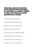 STRUCTURAL ANALYSIS 6TH EDITION ASLAM KASSIMALI SOLUTIONS MANUAL ALL CHAPTERS 100&percnt; ORIGINAL VERIFIED A&plus; FINAL STUDY GUIDE 2026 SOLVED QUESTIONS FULLY CORRECT