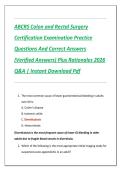 ABCRS Colon and Rectal Surgery  Certification Examination Practice  Questions And Correct Answers  &lpar;Verified Answers&rpar; Plus Rationales 2026  Q&A &vert; Instant Download Pdf 