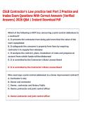 CSLB Contractor's Law practice test Part 2 Practice and  trades Exam Questions With Correct Answers &lpar;Verified  Answers&rpar; 2026 Q&A &vert; Instant Download Pdf