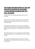 TEST BANK FOR INVITATION TO THE LIFE SPAN FIFTH EDITION BY KATHLEEN STASSEN BERGER EXAMINATION TEST FULL SOLUTION