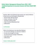 Public Works Management Newest Exam 2026 -2027  Updated Questions & Accurate AnswersACTAUL EXAM PWM  EXAM  