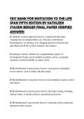 TEST BANK FOR INVITATION TO THE LIFE SPAN FIFTH EDITION BY KATHLEEN STASSEN BERGER FINAL PAPER VERIFIED ANSWER