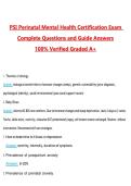 PSI Perinatal Mental Health Certification Exam Questions with Correct Answers Pass the Exam&comma; 100&percnt; Verified &lpar;2026 &sol; 2027&rpar; Graded A&plus;