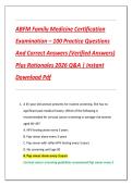 ABFM Family Medicine Certification  Examination &ndash; 100 Practice Questions  And Correct Answers &lpar;Verified Answers&rpar;  Plus Rationales 2026 Q&A &vert; Instant  Download Pdf 