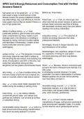 APES Unit 6 Energy Resources and Consumption Test with Verified Answers Rated A