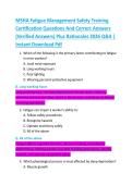 MSHA Fatigue Management Safety Training  Certification Questions And Correct Answers  &lpar;Verified Answers&rpar; Plus Rationales 2026 Q&A &vert;  Instant Download Pdf