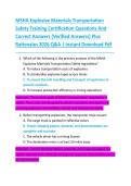 MSHA Explosive Materials Transportation  Safety Training Certification Questions And  Correct Answers &lpar;Verified Answers&rpar; Plus  Rationales 2026 Q&A &vert; Instant Download Pdf 