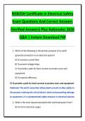 NEBOSH Certificate in Electrical Safety  Exam Questions And Correct Answers  &lpar;Verified Answers&rpar; Plus Rationales 2026  Q&A &vert; Instant Download Pdf 