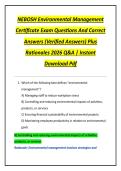 NEBOSH Environmental Management  Certificate Exam Questions And Correct  Answers &lpar;Verified Answers&rpar; Plus  Rationales 2026 Q&A &vert; Instant  Download Pdf 