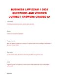 BUSINESS LAW EXAM 1 2026 QUESTIONS AND VERIFIED CORRECT ANSWERS GRADED A&plus;