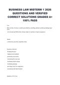 BUSINESS LAW MIDTERM 1 2026 QUESTIONS AND VERIFIED CORRECT SOLUTIONS GRADED A&plus; 100&percnt; PASS