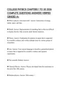 COLLEGE PHYSICS CHAPTERS 1 TO 30 2026 COMPLETE QUESTIONS ANSWERS VERIFIED GRADED A&plus;