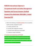 NEBOSH International Diploma in  Occupational Health and Safety Management  Questions And Correct Answers &lpar;Verified  Answers&rpar; Plus Rationales 2026 Q&A &vert; Instant  Download Pdf 