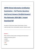 ABPM Clinical Informatics Certification  Examination &ndash; Full Practice Questions  And Correct Answers &lpar;Verified Answers&rpar;  Plus Rationales 2026 Q&A &vert; Instant  Download Pdf