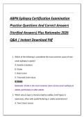 ABPN Epilepsy Certification Examination  Practice Questions And Correct Answers  &lpar;Verified Answers&rpar; Plus Rationales 2026  Q&A &vert; Instant Download Pdf 