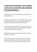 ADVANTAGE FOR MATERNAL CHILD NURSING CARE ACTUAL EXAM PAPER 2026 QUESTIONS SOLUTIONS GRADED A&plus;