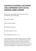 ADVANTAGE FOR MATERNAL CHILD NURSING CARE COMPREHENSIVE SCRIPT 2026 FULL QUESTIONS CORRECT ANSWERS