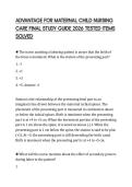 ADVANTAGE FOR MATERNAL CHILD NURSING CARE FINAL STUDY GUIDE 2026 TESTED ITEMS SOLVED