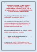 Psychology 101 Chapter 1-4 Exam &vert;&vert;VERIFIED  EXAM&excl;&excl;&vert;&vert; MOST RECENT EXAM ACTUAL  COMPREHENSIVE FREQUENTLY MOST TESTED  REAL EXAM QUESTION AND VERIFIED SOLUTIONS &vert;  ALREADY GRADED&vert;&vert; NEWEST EXAM&excl;&excl;&excl;