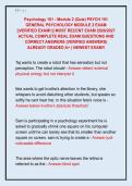 Psychology 101 - Module 2 &lpar;Quiz&rpar; PSYCH 101  GENERAL PSYCHOLOGY MODULE 2 EXAM  &vert;&vert;VERIFIED EXAM&excl;&excl;&vert;&vert; MOST RECENT EXAM 2026&sol;2027  ACTUAL COMPLETE REAL EXAM QUESTIONS AND  CORRECT ANSWERS &lpar;VERIFIED ANSWERS&rpar;  ALREADY GRADED A&plus; &vert; NEWEST EXAM&excl;&excl; 
